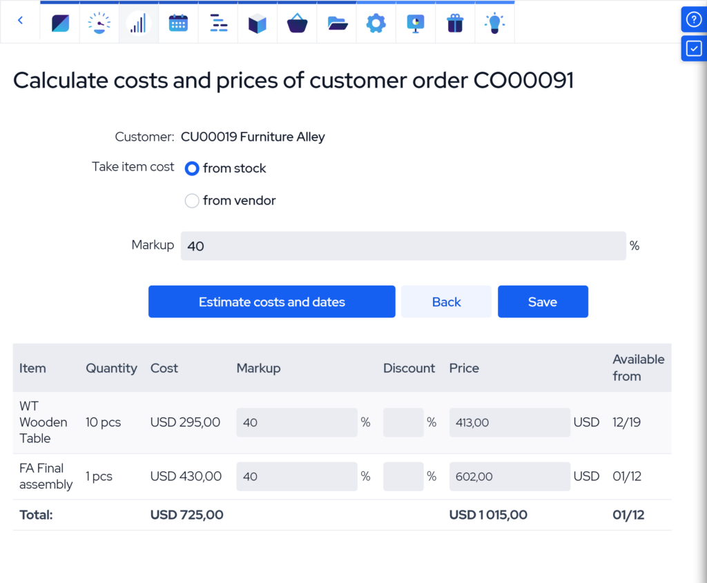 calculate costs and prices