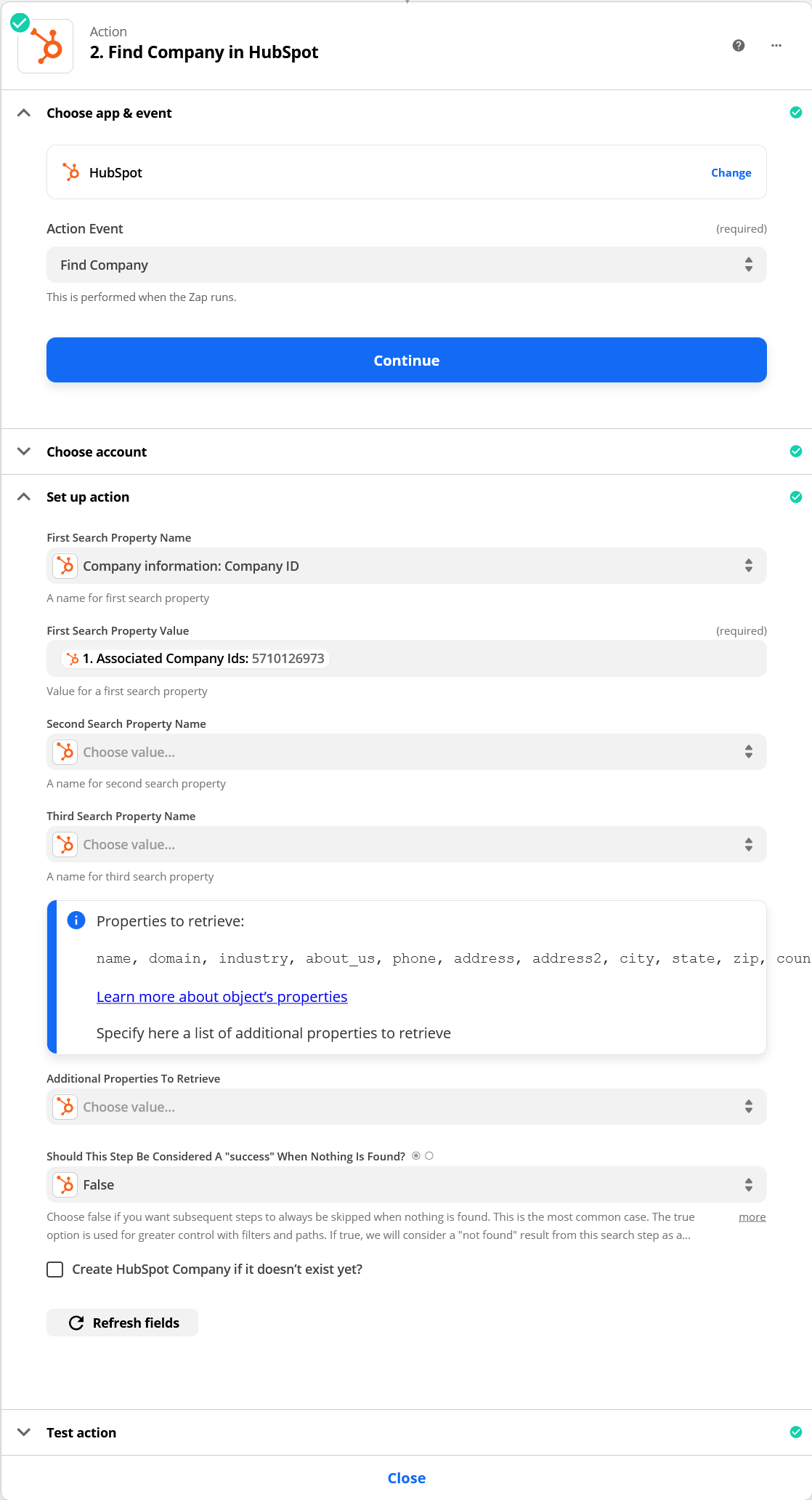 Get company details in HubSpot