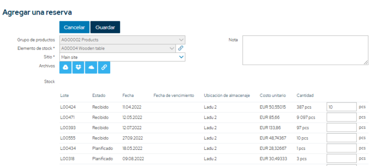 Sistema MRP_Agregar una reserva