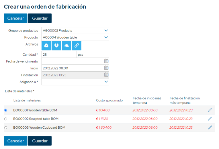 Production planning software_create manufacturing order_ES