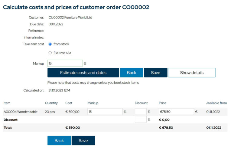calculate costs and prices