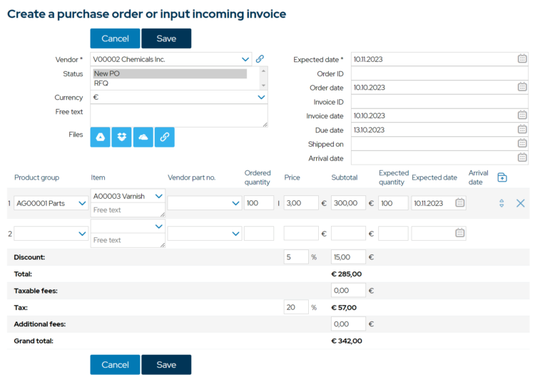 create purchase order