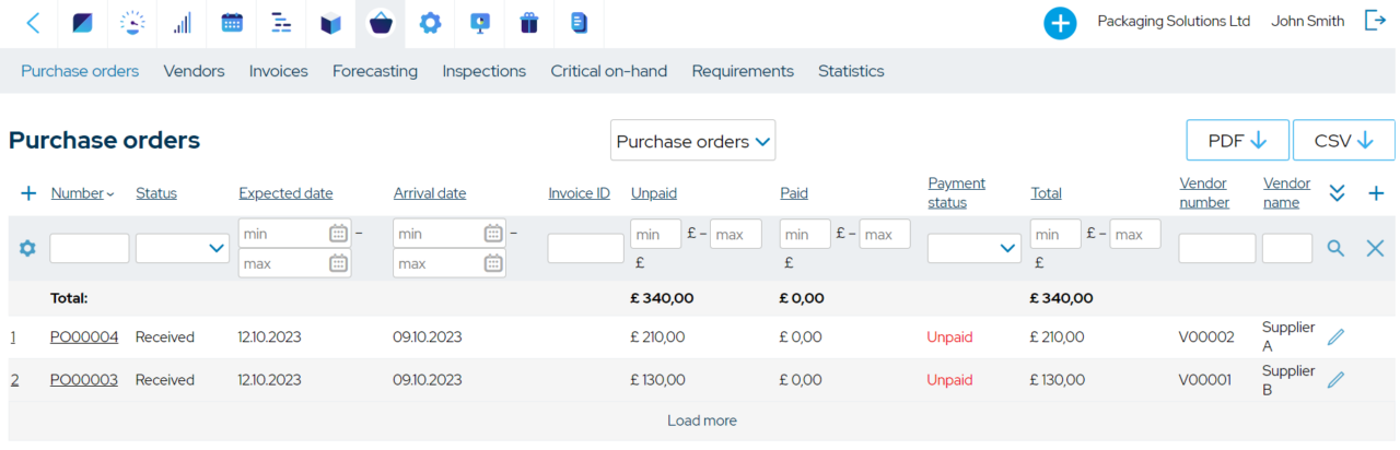 purchase orders