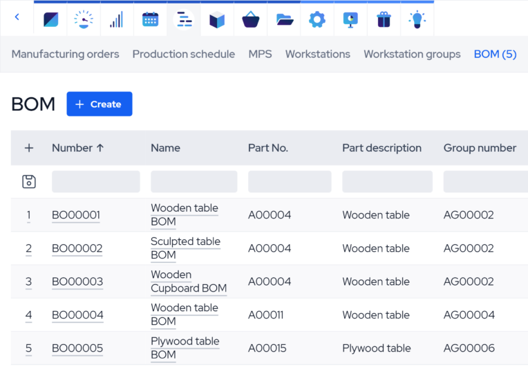 Bill of Materials (BOM) Software BOM list