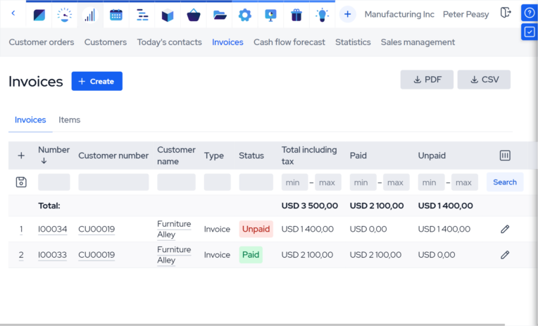 manufacturing software_invoices