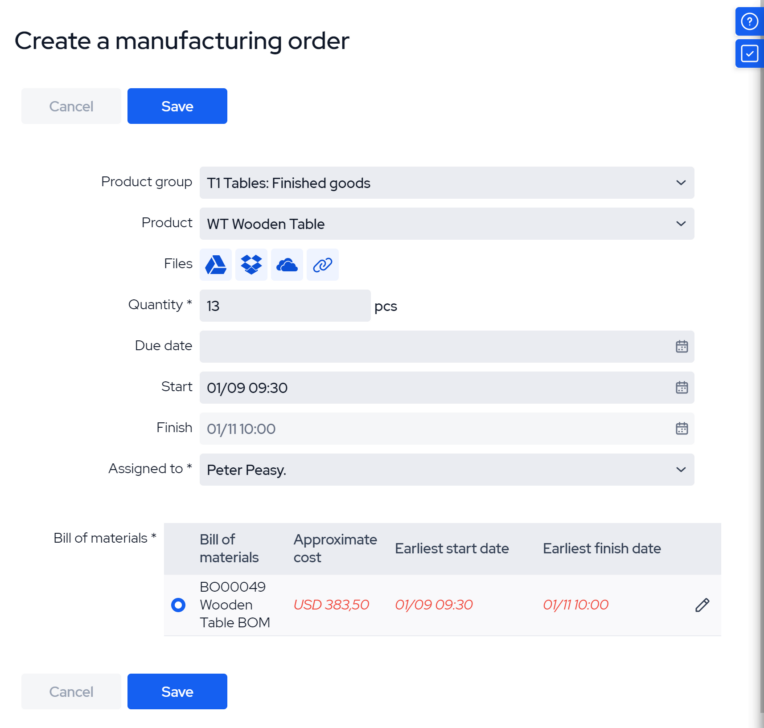 production planning software_create mo