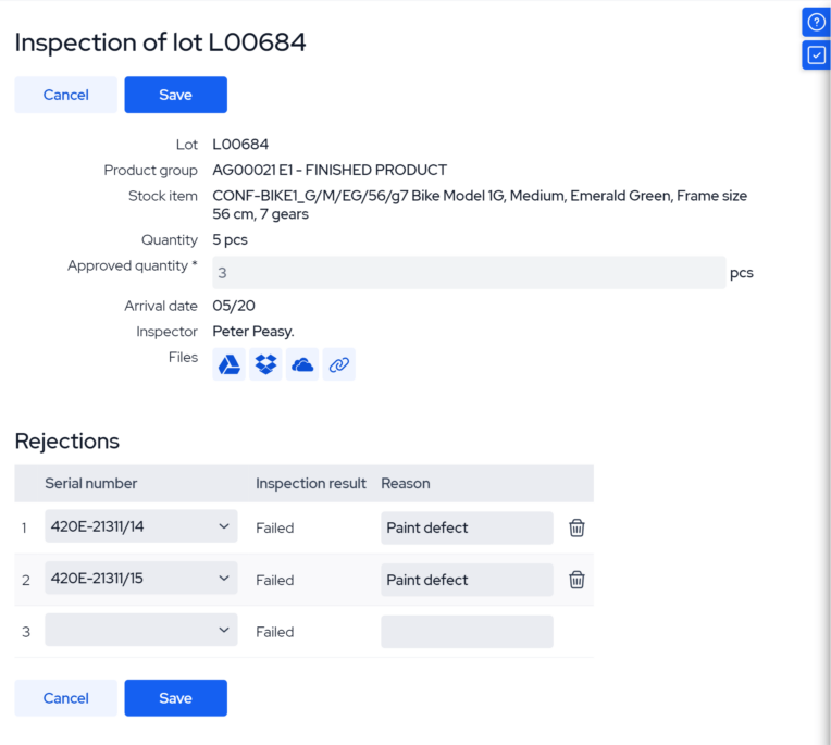 lot tracking traceability software_inspection